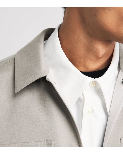 Sease Gray Wool-Blend Fleece Double Overshirt for men
