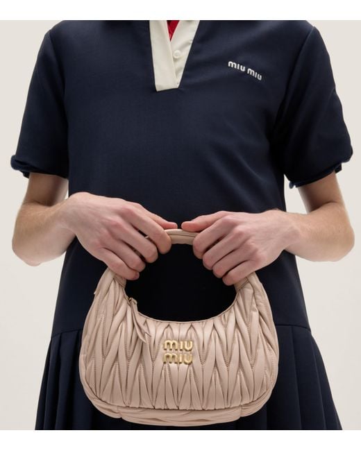 Miu Miu Pink Matelassé Leather Wander Top-Handle Bag