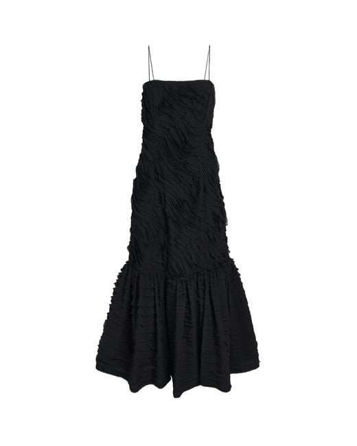 Ulla Johnson Black Chiffon-Ribbon Augustina Maxi Dress