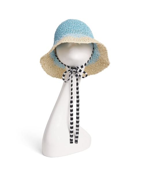 Missoni Blue Straw Side Tie Hat