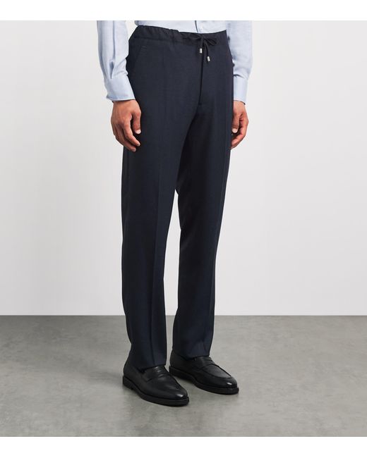 FIORONI CASHMERE Blue Virgin Wool Straight Chinos for men