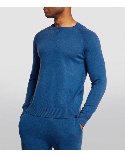 Derek Rose Blue Cashmere Finley Sweatshirt for men