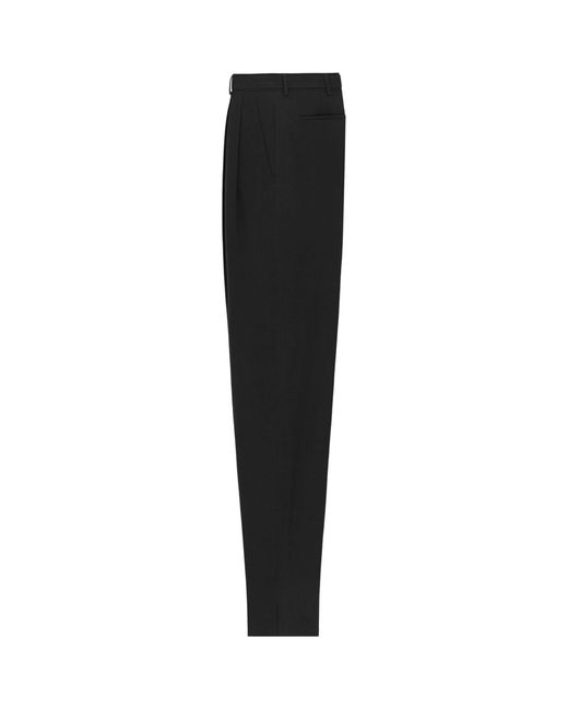 Saint Laurent Black Cotton Pleated Trousers for men