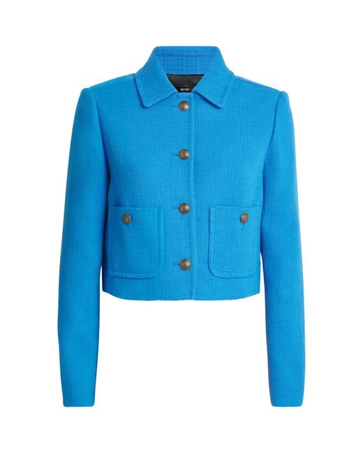 ME+EM Blue Cotton Cropped Jacket