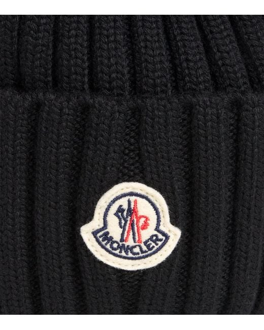 Moncler Black Virgin Wool Pom-Pom Beanie for men