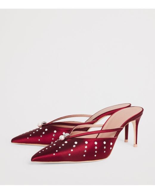 Malone Souliers Red Satin Embellished Marisa Heeled Mules 70