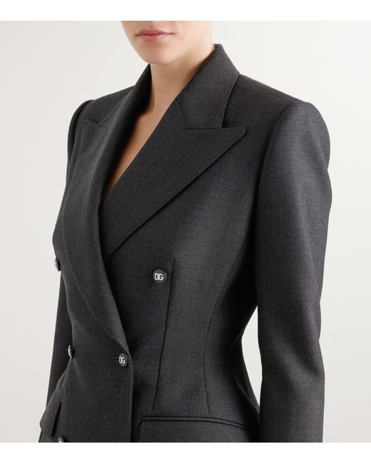 Dolce & Gabbana Blue Virgin Wool Fitted Blazer