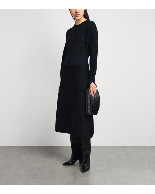Molli Blue Virgin Wool-Blend Wicker-Stitch Sweater