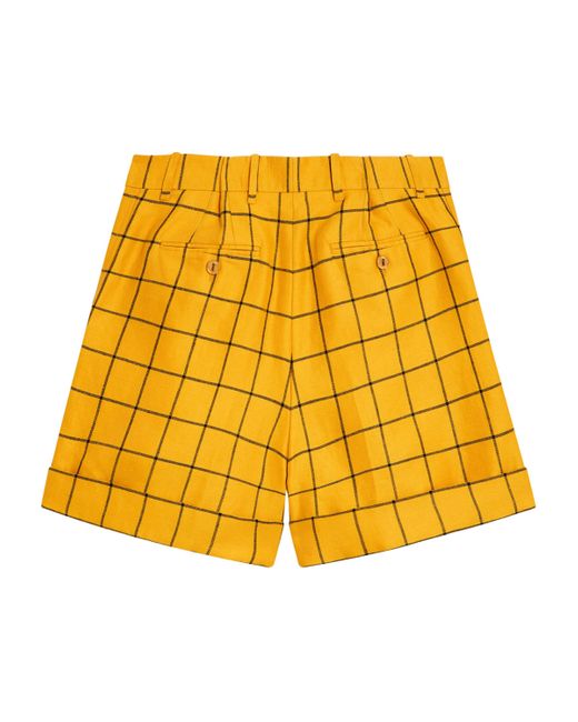 Schiaparelli Yellow Linen Low-Rise Key Shorts