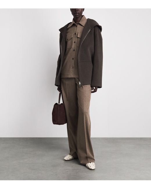 Kiton Brown Virgin Wool-Cashmere Overshirt