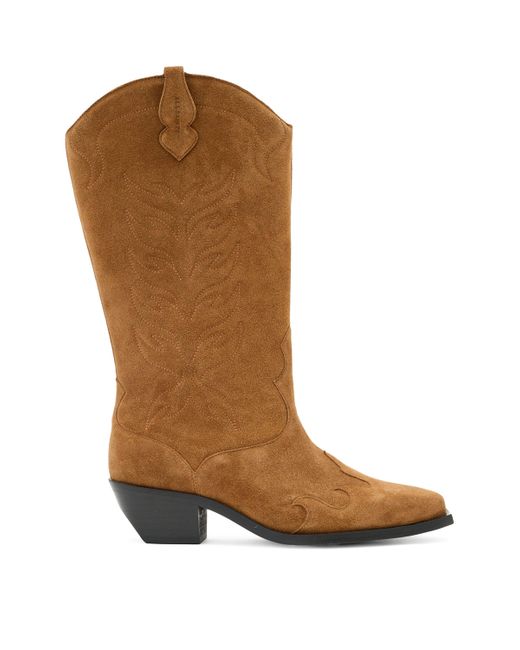 AllSaints Women's Brown Suede Dolly Cowboy Boots 60
