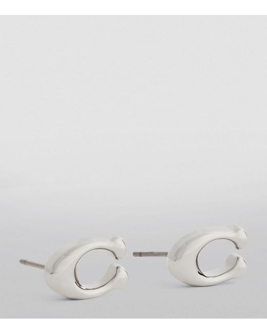 COACH White Signature Sculpted C Earrings