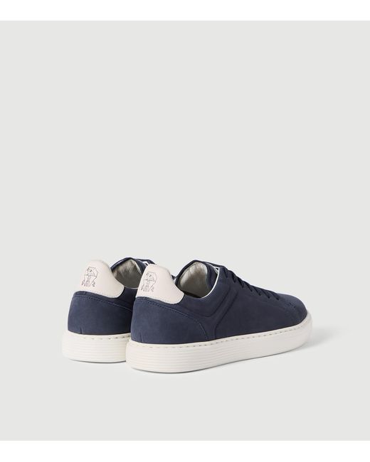 Brunello Cucinelli Blue Suede Lace-Up Sneakers for men