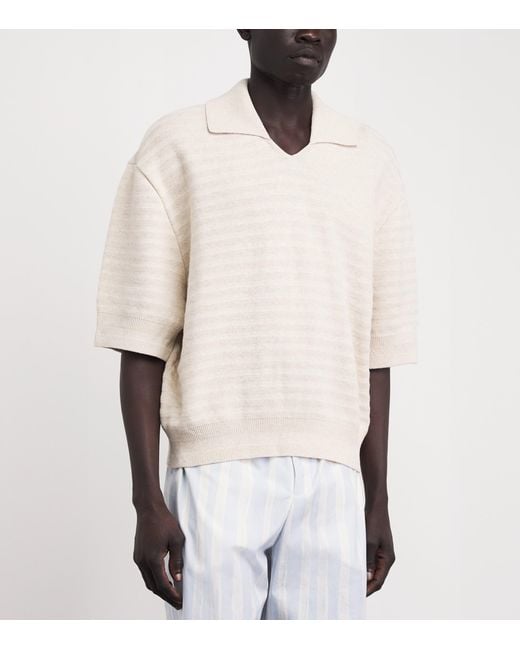 Jacquemus White Cotton-Silk Polo Shirt for men