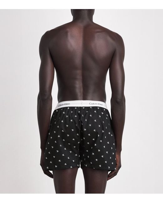 Calvin Klein Black Cotton Poplin Logo Pyjama Shorts for men