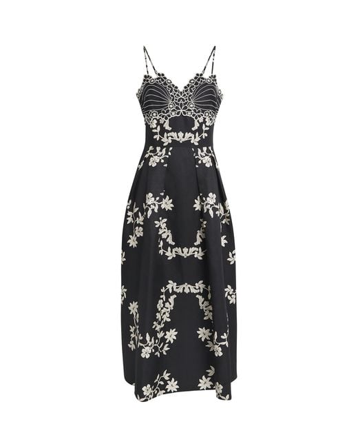 Claudie Pierlot Black Embroidered Floral Midi Dress