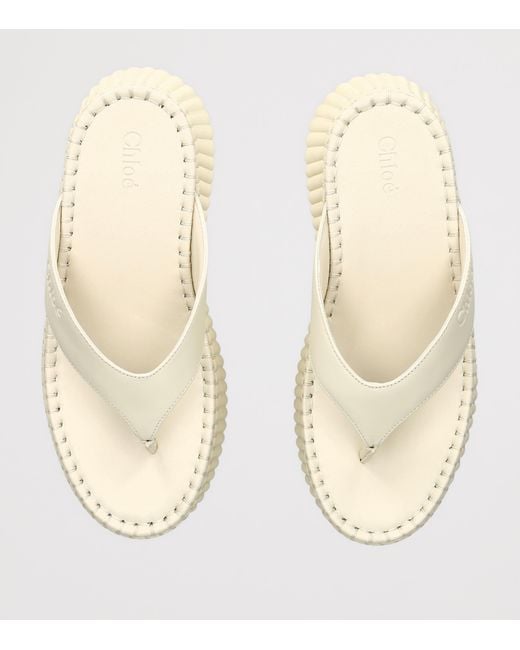 Chloé Natural Leather Nama Platform Thong Sandals 50