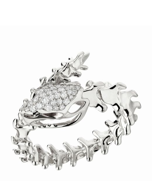 Shaun Leane Metallic Sterling Silver And Diamond Serpent's Trace Wrap Ring