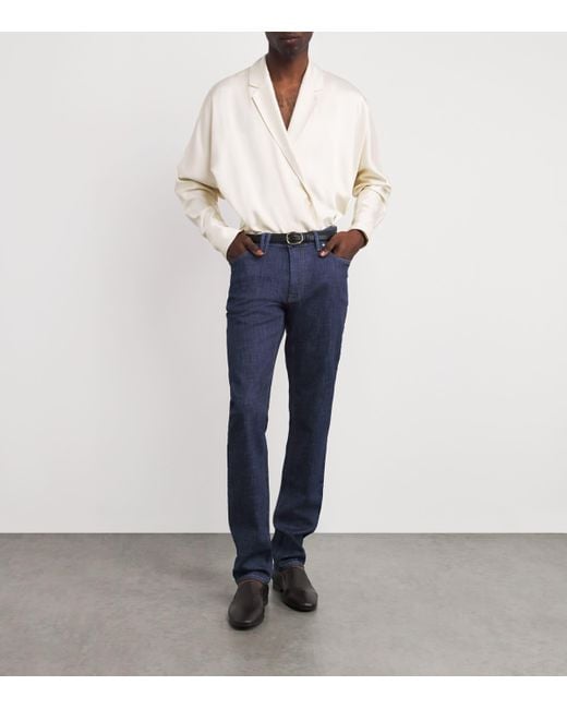 Brioni Blue Organic Denim Meribel Straight Jeans for men
