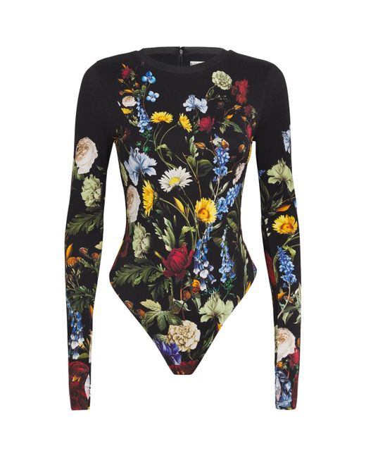 Alice + Olivia Black Floral Olea Bodysuit