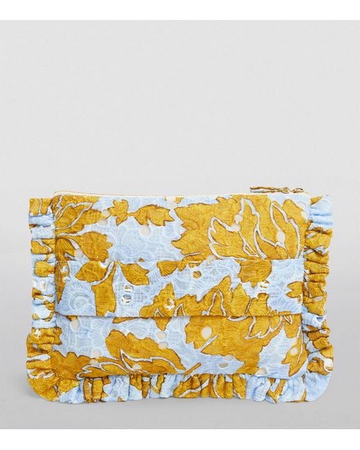 LaDoubleJ Yellow Floral Hand Pochette Bag