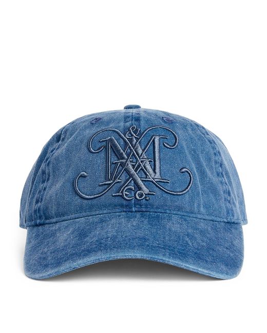 MAX&Co. Blue Denim Embroidered Monogram Baseball Cap