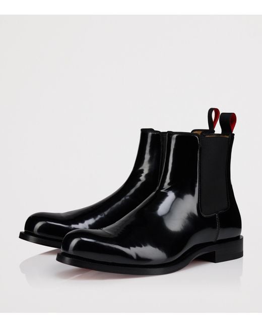 Christian Louboutin Black Choucair Leather Chelsea Boots for men