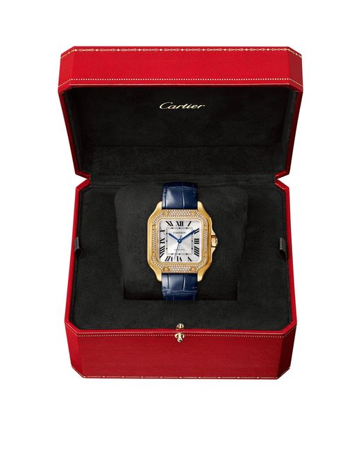 Cartier Blue Yellow Gold, Diamond And Sapphire Santos De Watch 35.1mm