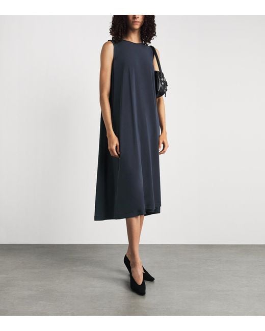 Issey Miyake Blue Drape Jersey Sleeveless Midi Dress