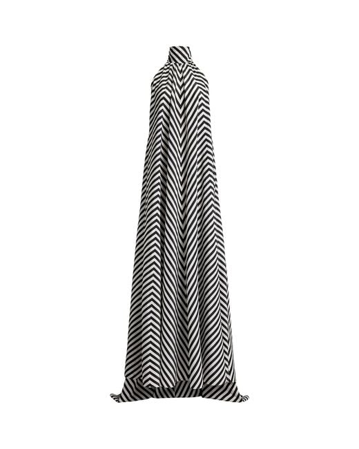 Ralph Lauren White Silk-Blend Stripe Piper Gown