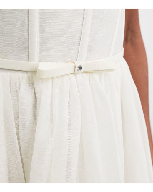 Zimmermann White Linen-Silk Corset Midi Dress