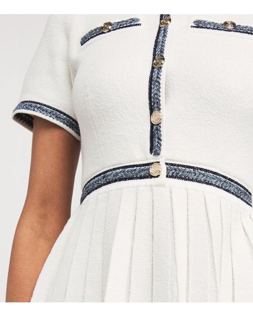 Maje White Terry Braid-Trim Mini Dress
