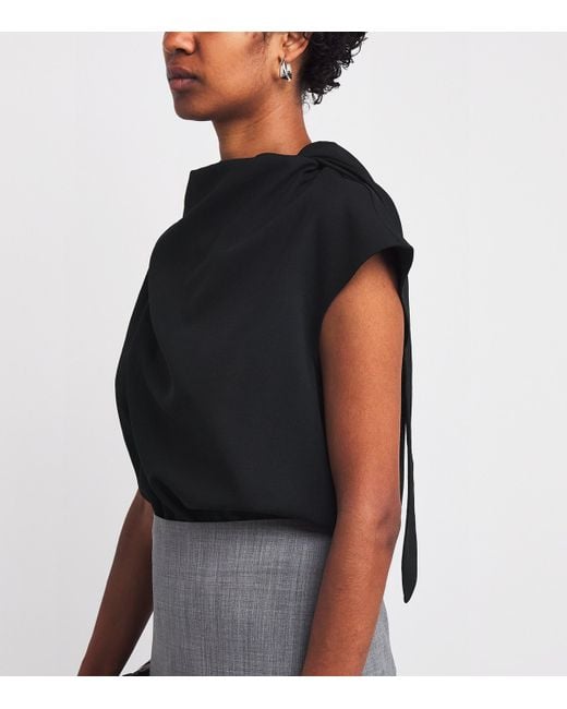 BITE STUDIOS Black Wool Draped Top