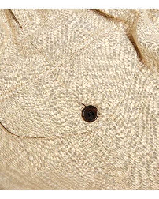 FIORONI CASHMERE Natural Linen Drawstring Trousers for men