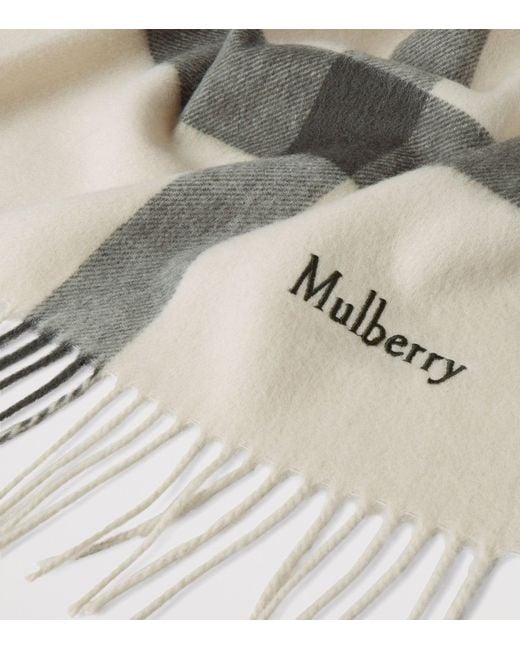 Mulberry Gray Large Merino Wool Check Scarf