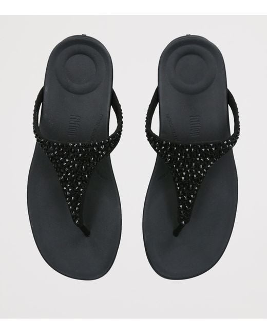 Fitflop Black Solay Crystal Flip Flops