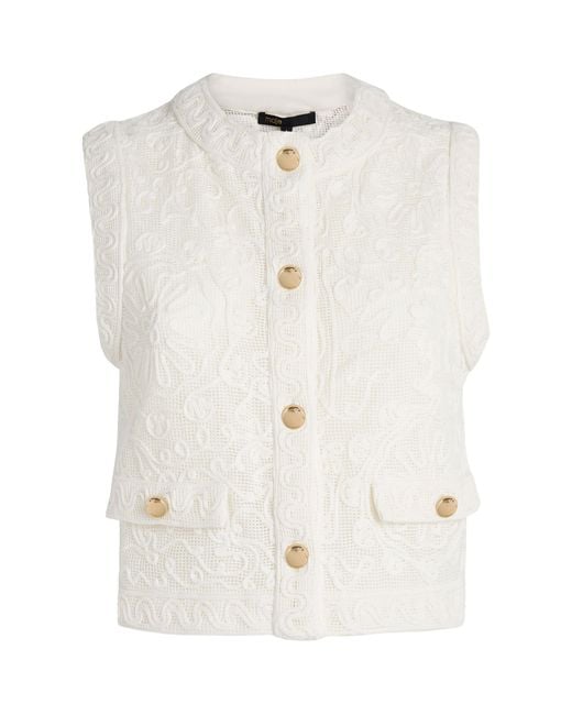 Maje White Guipure Lace Waistcoat