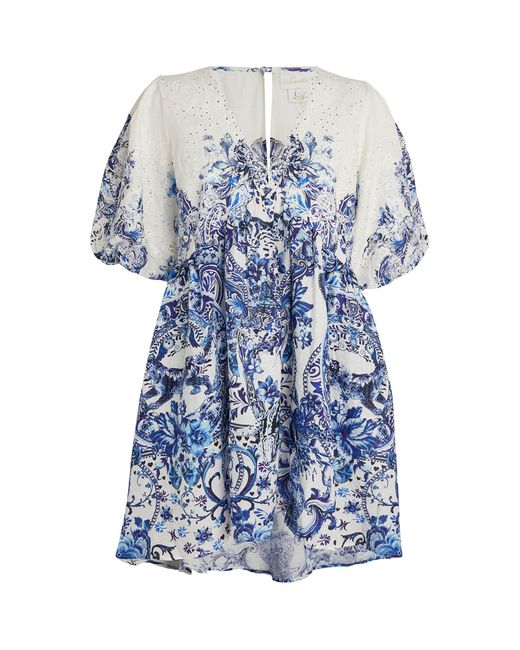 Camilla Blue X Royal Delft Linen Mini Dress