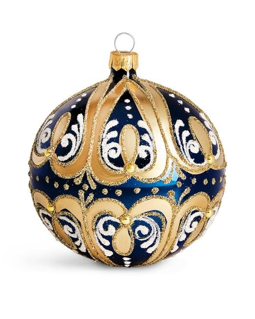 Harrods Metallic Glitter Swirl Bauble