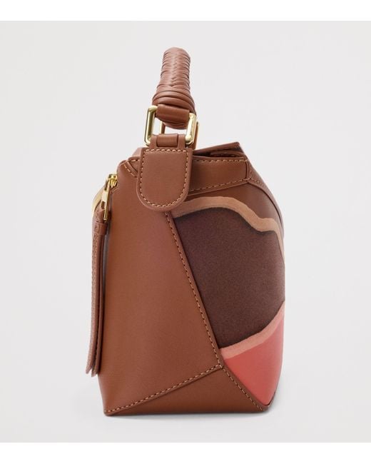 Loewe Brown Small Leather Puzzle Edge Landscape Top-Handle Bag