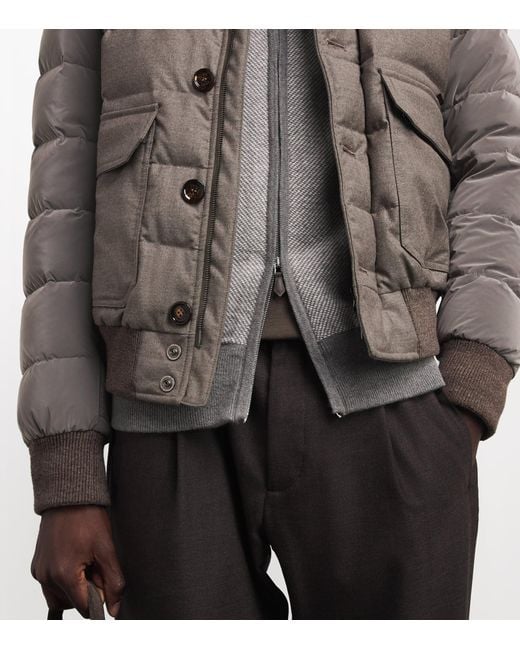 Moorer Gray Fur-Trim Fantoni Down Jacket for men