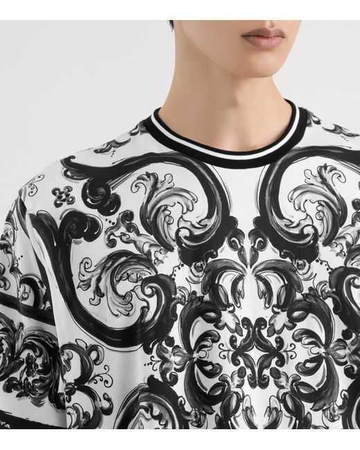 Dolce & Gabbana Black 'Maiolica' Print T-Shirt for men