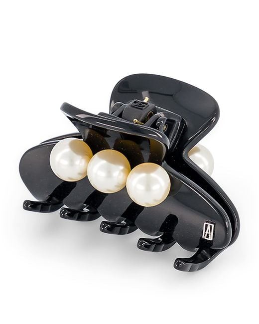 Alexandre De Paris Black Oversize Pearl-Detail Claw Hair Clip