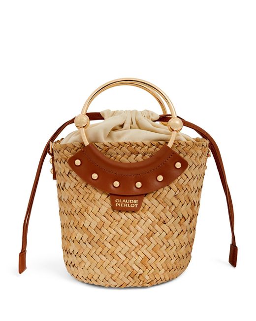Claudie Pierlot Metallic Mini Straw Basket Bag