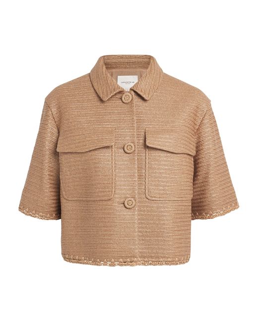 Lafayette 148 New York Natural Faux Raffia Cropped Overshirt