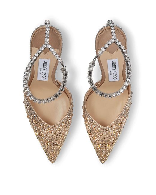 Jimmy Choo Metallic Saeda 100 Crystal Embellished Pumps