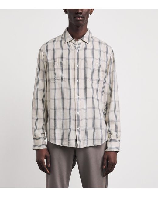 PAIGE White Cotton-Blend Check Everett Shirt for men