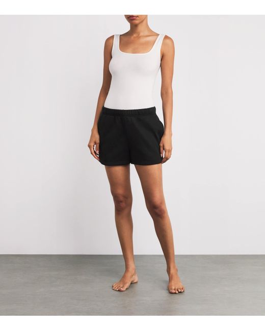 Skims Black Cotton-Blend Fleece Shorts