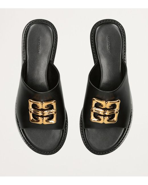 Givenchy Black Leather 4G Liquid Sandals