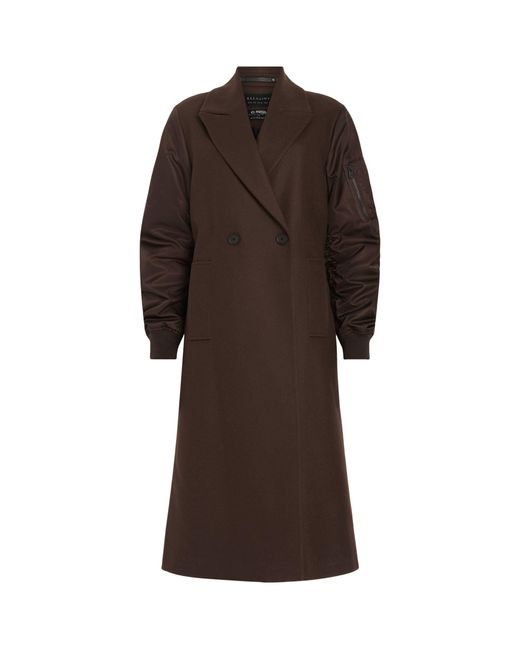 AllSaints Brown Wool-blend Paulah Coat